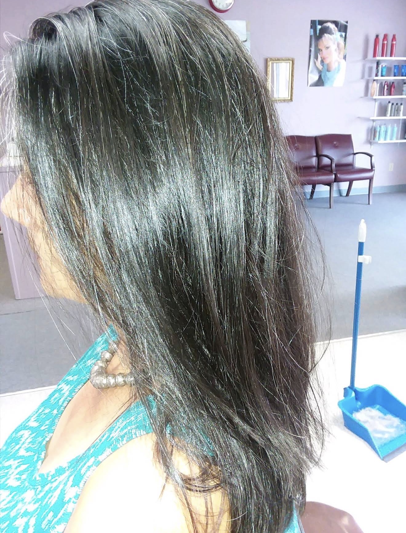 Long straight dark hairstyle